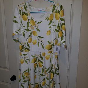 RETIRED Nicole dress, white with lemons 3X LLR